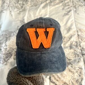 Denim Blue Cap with Orange Lettering